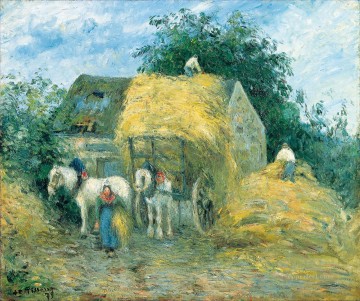 the hay wagon montfoucault 1879 Camille Pissarro Oil Paintings